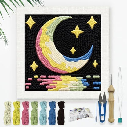 DOODLREAM Moon Starry Sky DIY Punch Needle Embroidery Kit for Beginner by Doodlream