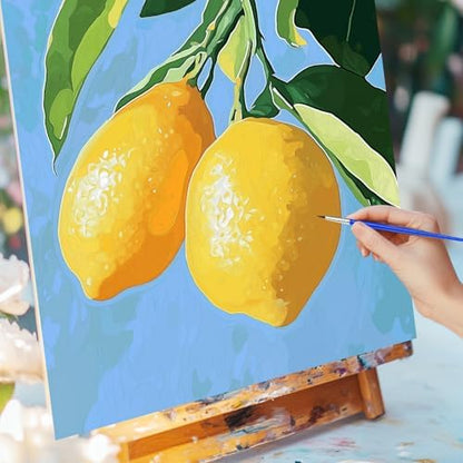 WEBEEDY Lemon Large Paint by Numbers Kit for Adults Beginners, 40x50cm/16x20'' Painting and Sip Kit Complete Fruits Paint by Number Canvas Painting Set for Home Wall Decor Wall Art Creative Gifts - Image 5