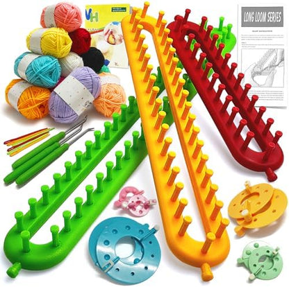 UCDRMA Knitting Loom Kit 35PC Scarf Loom Knitting Kit for Beginners, Quick Loom Knitting for Beginners Adult Contain Instructions, Pom Pom Maker and Yarn for Crochet Blanket Kit by UCDRMA