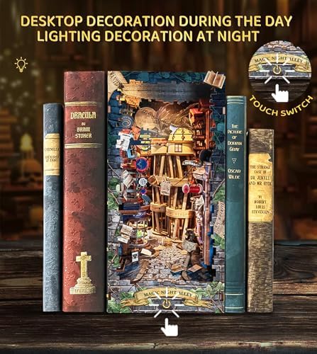 Spilay Book Nook Kit for Adults, Magic Night Lane DIY Miniature House Kit - Image 5
