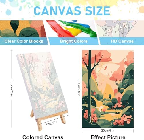 4 Pack Framed Paint by Numbers Kit for Adults with Wooden Easel, 8x12 Inch - Image 3