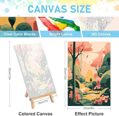 4 Pack Framed Paint by Numbers Kit for Adults with Wooden Easel, 8x12 Inch - Image 3