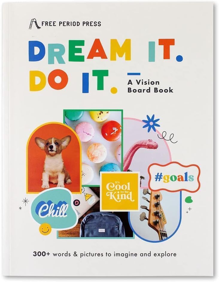 Free Period Press Vision Board Book, 700+ Words & Images in All Categories, for Visualizing Your Life Goals & Dreams, Playful, Stylish Pictures for Collage Making & Scrapbooking (Kid/Teen) by FreePeriodPress