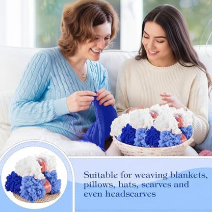 Threlaco 6 Skeins Loops Yarn Bulk Finger Loop Yarn,White, Blue, Dark Blue - Image 6