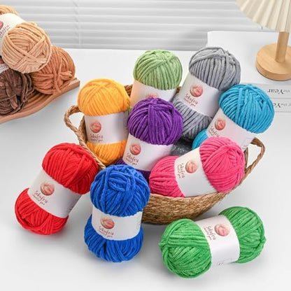 Chenille Blanket Yarn for Crocheting Size 5 Bulky Yarn Deep Khaki - Image 4