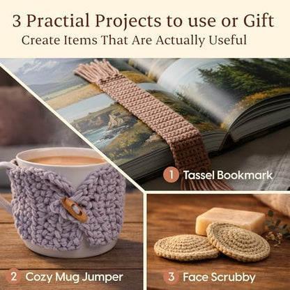 Crochet Kit for Beginners, 3 Easy Projects, Absolute Beginner Starter Kit - Image 2