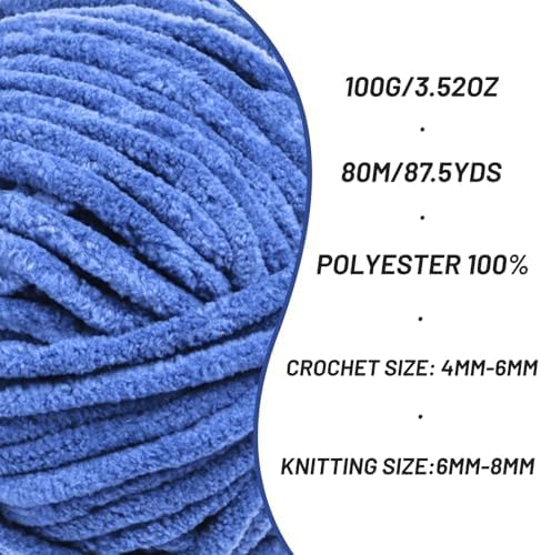 Chenille Blanket Yarn for Crocheting Size 5 Bulky Yarn Azure - Image 2