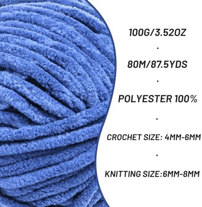Chenille Blanket Yarn for Crocheting Size 5 Bulky Yarn Azure - Image 2