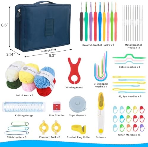 MECHEER Crochet Kit for Beginners, 67 Pcs Knitting Kits Crochet Set with Yarn, Ergonomic Crochet Hooks 0.6mm-6.0mm, Portable Crochet Starter Kit for Travel - Image 2