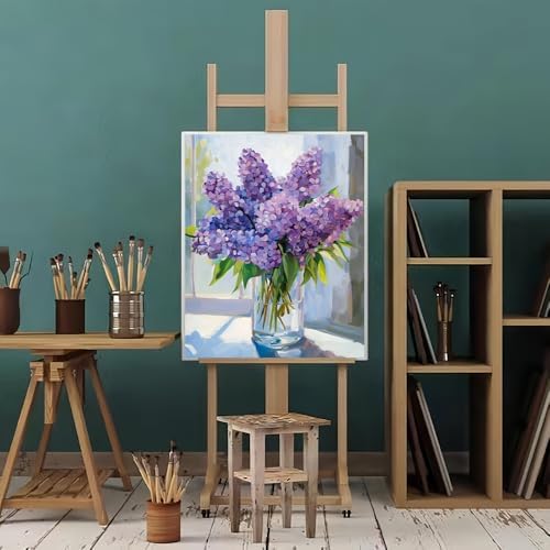 Natuyalo Paint by Number for Adults Beginners, Purple Flowers Over Window Paint by Numbers Kits on Canvas, DIY Acrylic Painting Kits Adults' Paint-by-Number Kits for Home Wall Decor 16x20 inch - Image 2