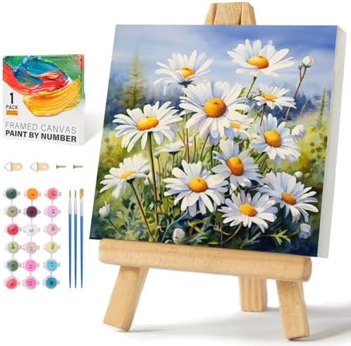 Offito Framed Paint by Numbers Kit for Adults Beginners, Daisy Flowers by Offito