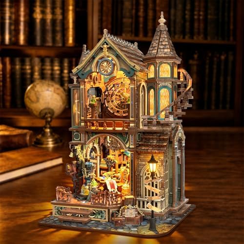 Magic Clock Tower Book Nook, Miniature Building Kit with LED Light - Image 5