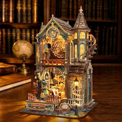 Magic Clock Tower Book Nook, Miniature Building Kit with LED Light - Image 5