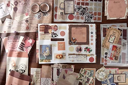 Draupnir Vintage Scrapbook Kit(346pcs), Bullet Junk Journal Kit with Journaling/Scrapbooking Supplies, Stationery, A6 Grid Notebook with Graph Ruled Pages, DIY Gift for Teen Girl Kid Women - Vintage - Image 5