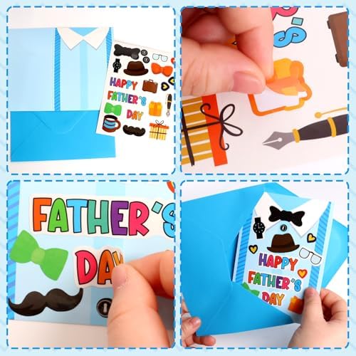 ceiba tree Father's Day Card Making Kits for Kids Happy Father's Day DIY Crafts Cards with Envelopes and Stickers 18Pcs Make Your Own Handmade Crafts Cards for Classroom School Activities - Image 4