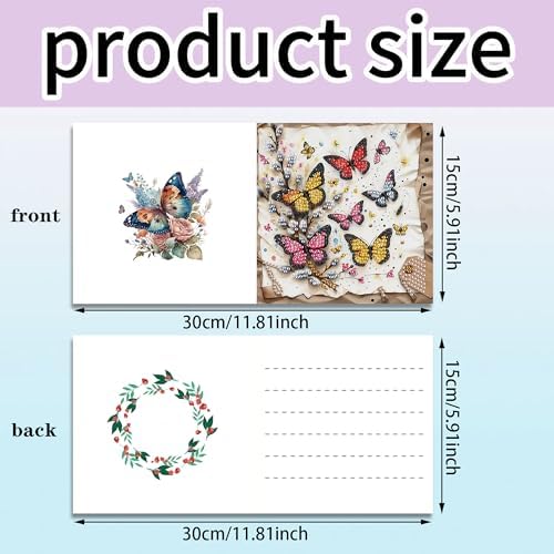 DIZAKIM 6-Piece Christmas-Themed Diamond Painting Greeting Cards Christmas Eve DIY Craft Kit Birthday Gift (Insects) - Image 2