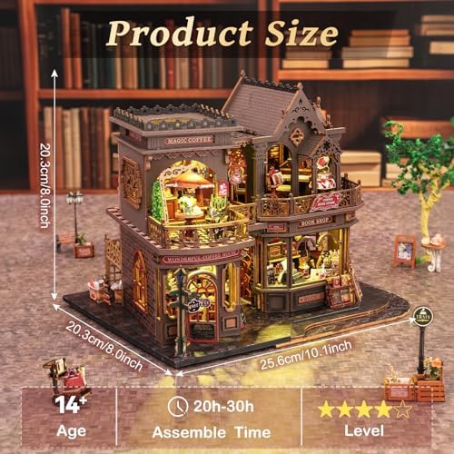 2026 New Dollhouse Kit, DIY Miniature House Kit w/LED for Adults, Bookstore - Image 2