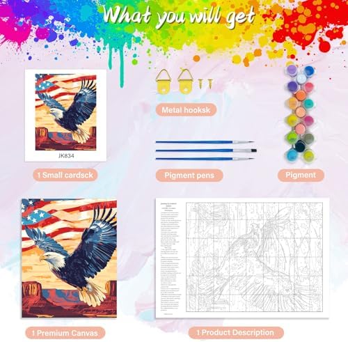 Yunnuo Paint by Numbers Kit for Adults 16x20 in,Bald Eagle in National Park - Image 5
