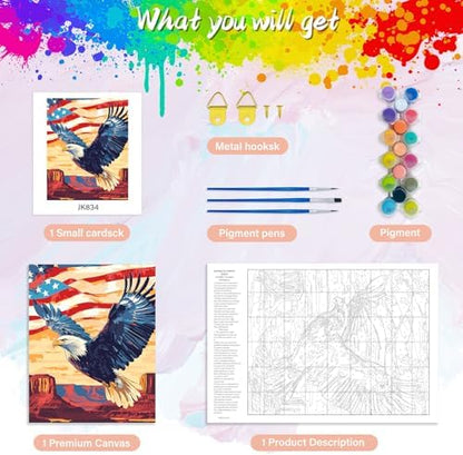 Yunnuo Paint by Numbers Kit for Adults 16x20 in,Bald Eagle in National Park - Image 5