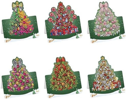 jinglinhh 6pcs Diamond Art Painting Christmas Tree Greeting Cards with Envelopes, DIY Card Making Kits for Adults, Diamond Art Christmas Cards for Birthday Holiday Postcards by Unknown