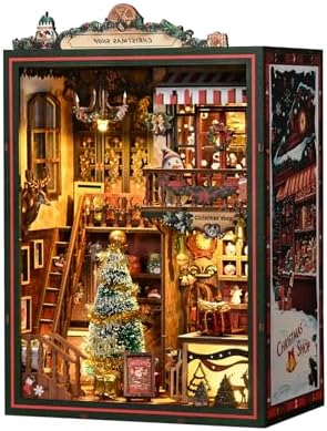 Book Nook LED Music Christmas Book Nook Kit - NEXTIPS 3D Wooden DIY Miniature Store for Shelf Decor by Unknown