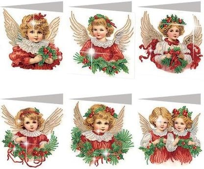 jinglinhh 6pcs Christmas Angel Girl Diamond Art Painting Greeting Cards with Envelopes, DIY Card Making Kits for Adults, Diamond Art Postcards Christmas Cards Craft Gifts by Unknown