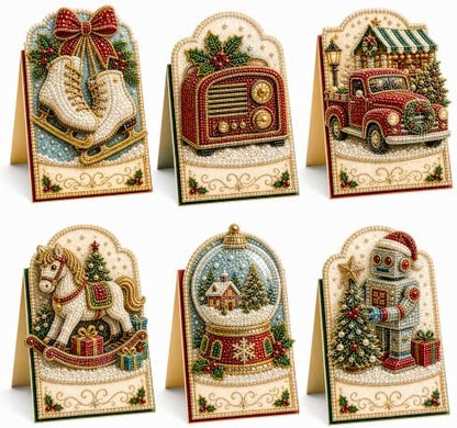 Diamond Art Christmas Cards 6 Pack, 5D DIY Gem Greeting Kits with Envelopes by Unknown