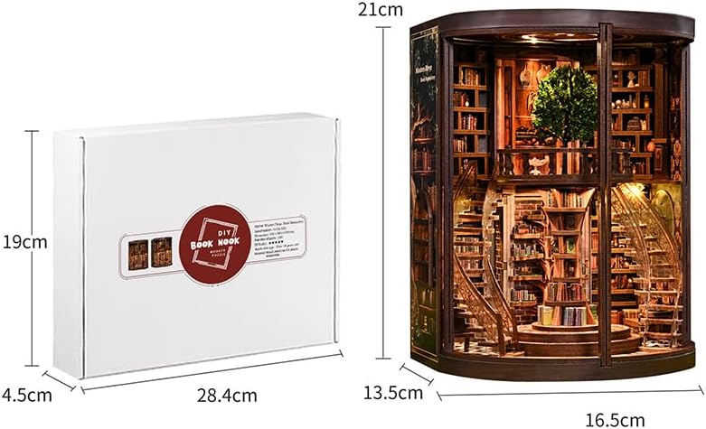 Wisdom Rings Book Repository DIY Book Nook Kit for Adults - Wooden Bookshelf 3D Book Nook Miniature Kit with LED Lights, Puzzle Library Decor for Book Lovers, Dust Proof Display, Unique Gift - Image 2