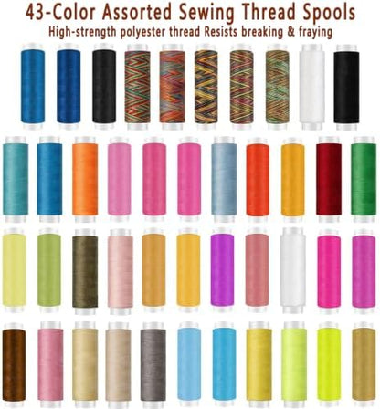 Sewing Kit for Adults, Complete Mending Essentials with Sharp Tailor Scissors & 43XL Sewing Thread Spools, Portable Hand Sewing Tool Set for Beginner Adult Home Outdoor Use - Image 4