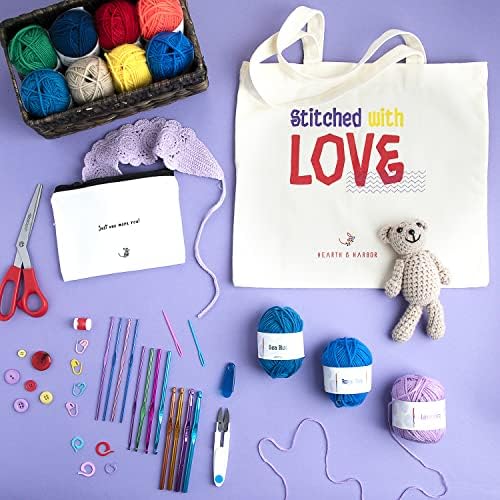 Hearth & Harbor Crochet Kit with 1100 Yards Assorted Yarn Kit, 9 Ergonomic Hooks, Crocheting Instruction, Knitting & Crochet Supplies - Beginner Crochet Kits for Adults, Ideal for Amigurumi - Image 3