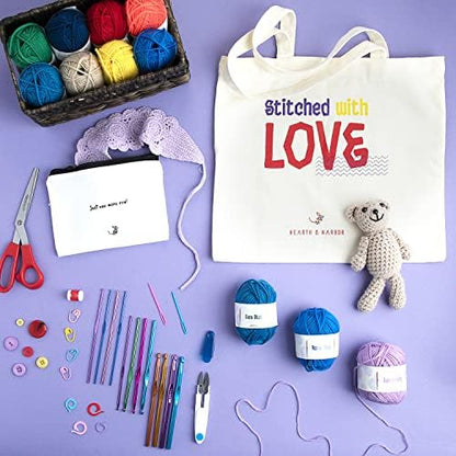Hearth & Harbor Crochet Kit with 1100 Yards Assorted Yarn Kit, 9 Ergonomic Hooks, Crocheting Instruction, Knitting & Crochet Supplies - Beginner Crochet Kits for Adults, Ideal for Amigurumi - Image 3