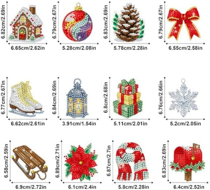 LAKEQUILL Winter Holiday 12 Pcs 5D Diamond Painting Keychain Kit - Image 6