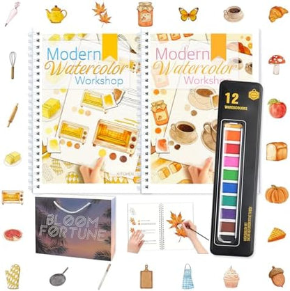 2-Pack Beginner Watercolor Workbooks by apolyone