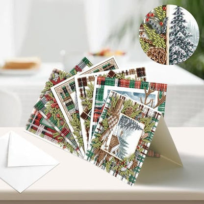 6pcs Christmas Diamond Painting Greeting Card with envelopes, DIY Santa Claus and snow house Diamond Art Greeting Card for Blessing and Wish Special Shaped Arts Crafts for Birthday Thanksgiving Day - Image 5