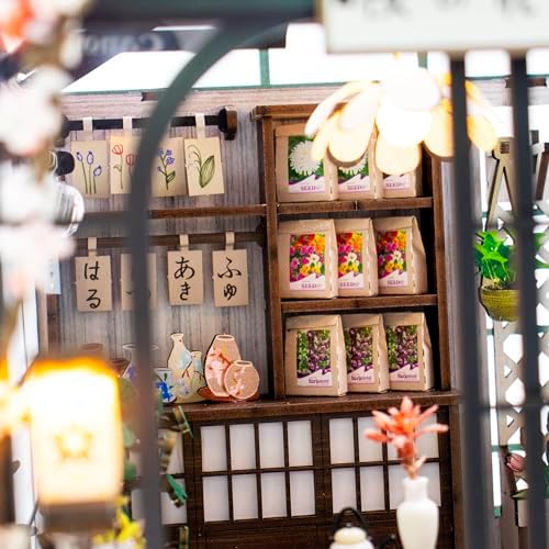 MAGQOO DIY Miniature Dollhouse Kit DIY Miniature House Kit Tiny Mini House Kits with Furniture 1:24 Scale 3D Puzzles(Spring Sakura) - Image 4