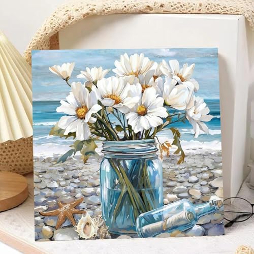 Flowers Paint by Numbers Kit for Adults Beginner, Paint by Numbers 10x10 in - Image 2