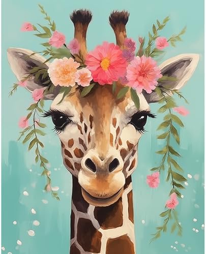Natuyalo Giraffe Paint by Numbers Kit for Adults - Animal Paint by Number on Canvas Without Frame, DIY Acrylic Painting for Ideal Gift Home Wall Decor (16x20 Inch) by Natuyalo