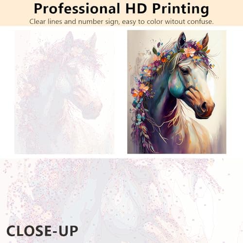TUMOVO Horse and Florals Paint by Numbers Craft Kit for Adults - Image 2
