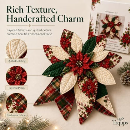 Trqups DIY Large Patchwork Bow Sewing Kit Farmhouse Fabric Folded Flower，#A - Image 4