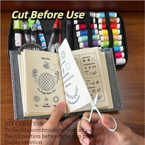 CGHABNJEQ 86-Piece Embroidery Stitch for Adults & DIY Craft Lovers, Complete DIY Sewing Set for Beginners, Fabric Pages with Floral Motifs, Portable Crafting Tool, Creative Gift - Image 7