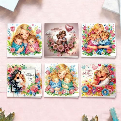 6Pcs Greeting Card DIY Diamond Art Painting Greeting Cards Special Shaped Holiday Blessing Folding Card Kit with Envelopes Arts Crafts for Birthday Festival-Mother02 - Image 7