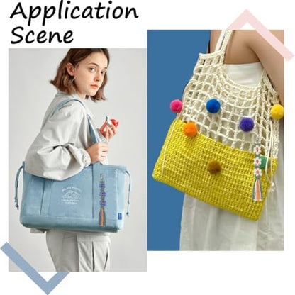 SUNNYCLUE 6 Sets Keychain Making Kits Macrame Keychain Kit Daisy Flower Keychain with Instruction Boho Tassel Keychains Flowers Macrame Kits for Beginners Adults Handbags DIY Hanging Ornament Decor - Image 5