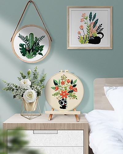 TINDTOP Embroidery Kit for Adults, Embroidery Kit for Beginners Include Embroidery Cloth Hoops Threads for Craft Lover Hand Stitch with Embroidery Skill Techniques (Black Cat) - Image 5