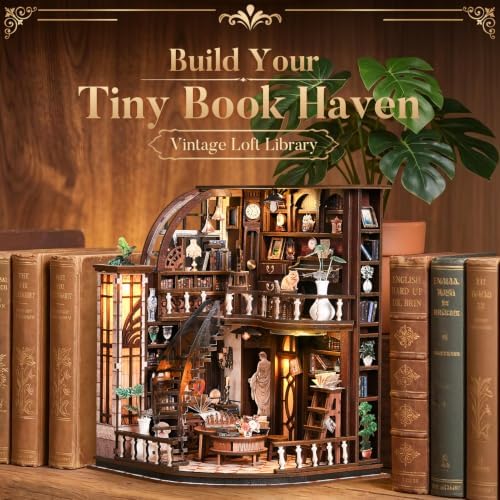 Bacchus Book Loft, DIY Book Nook Kit with LED Light Miniature House Insert - Image 2