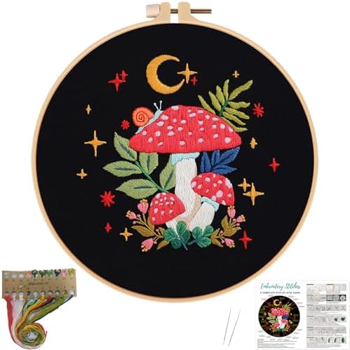 Nuberlic Mushroom Embroidery Kits for Beginner Adults by Nuberlic
