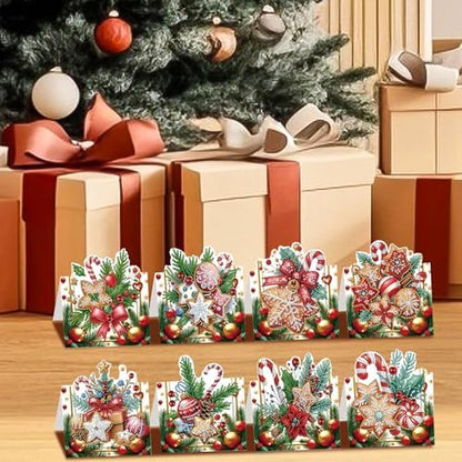 jinglinhh 8pcs Diamond Art Painting Christmas Cookies Greeting Cards with Envelopes, DIY Card Making Kits for Adults, Diamond Art Postcards Christmas Cards Craft Gifts - Image 6