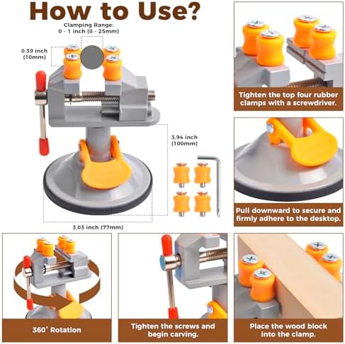 Wood Carving Tools Kit - 40pcs Whittling Kit with Mini Bench Vise, 6pcs Knives, 7pcs Blocks, 12 Colors of Paint, 6 Template, Gloves, Manual, Complete Woodworking Set for Beginners, Whittling Gifts - Image 3