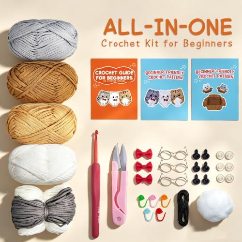 MASPODER Crochet Kit for Beginners Adults Complete Starter Cats Pattern - Image 3