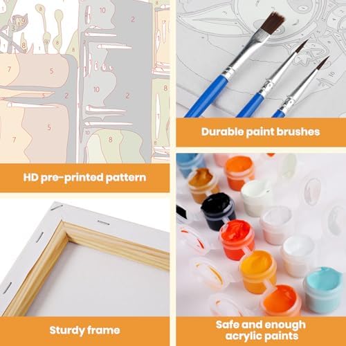 MXJSUA Vintage Books Wildflowers Framed Paint by Numbers for Adults Beginners, Easy Adults' Paint-by-Number Kits on Canvas with Easel, Acrylic Number Painting Crafts Gifts for Home Decor, 10x10 inch - Image 4