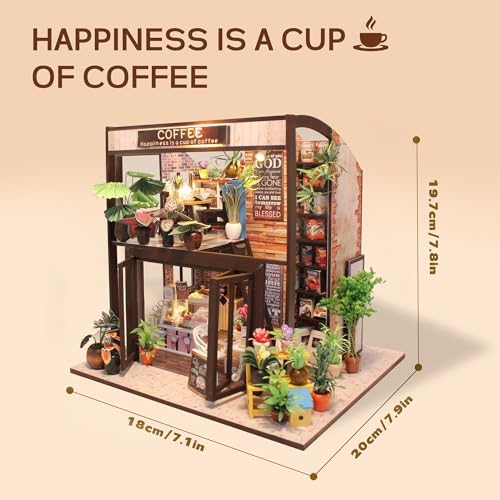 Flever Dollhouse Miniature DIY House Kit Creative Room with Furniture for Romantic Valentine's Gift(Time of Coffee) - Image 2